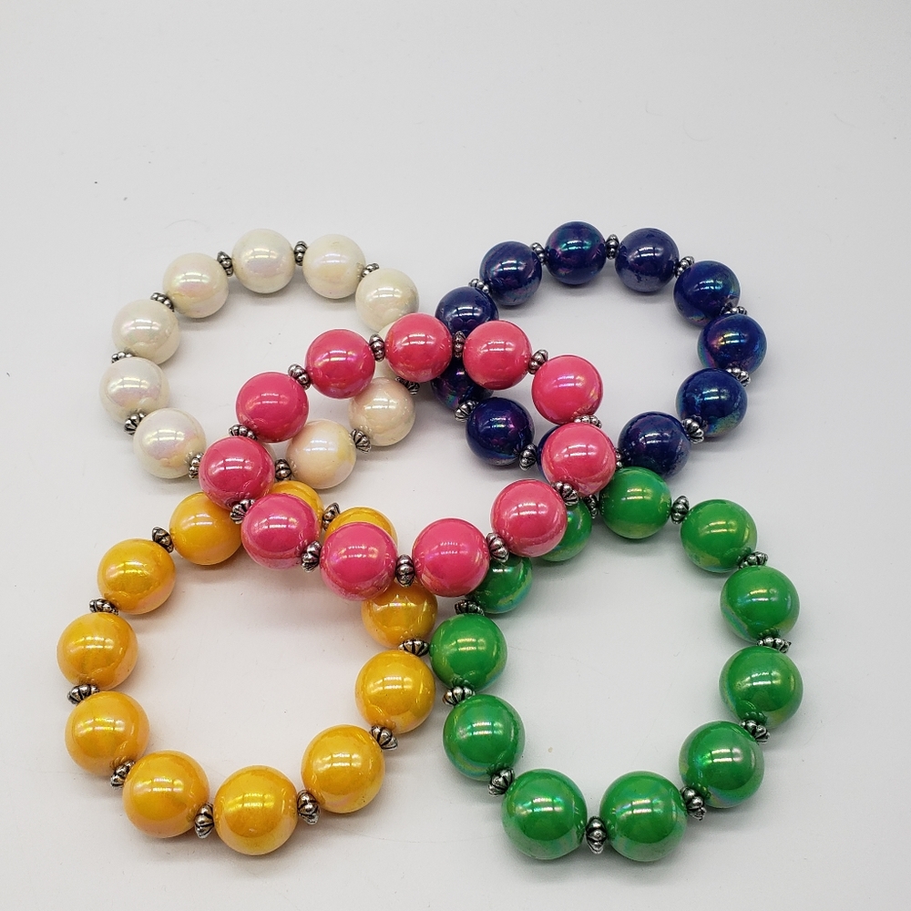 Set of 5 Rainbow colors stretch bracelets